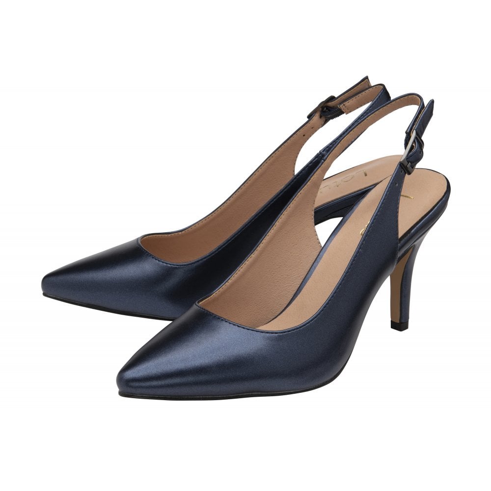 Ladies navy best sale sling back shoes